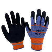 Рукавичка стреч покрита рифленим латексом синьо-помаранчева р.10 12/840