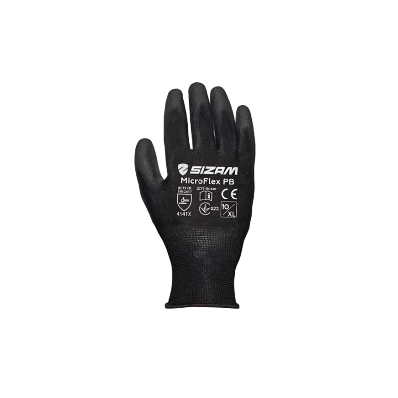 Рукавичка Дніпро Арт 34007 MicroFlex чорний трикотаж з поліуретоановим покриттям, неповний облив р10 1/10