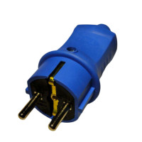 Вилка ERKA 4001-5, 16А, з/к пряма, синя (каучук)