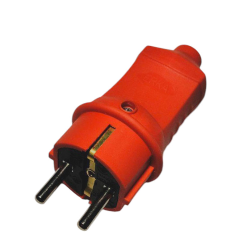 Вилка ERKA 4001-3, 16А, з/к пряма,червона (каучук)