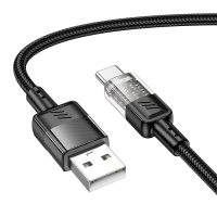 Кабель HOCO U129 Spirit transparent charging data cable iP 1,2m. Black