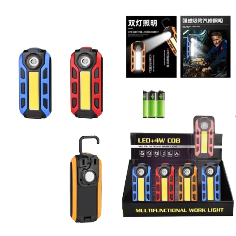 PL  078  Ліхтарик світодіодний туристичний на магніті + гачок +батарейки 3*ААА