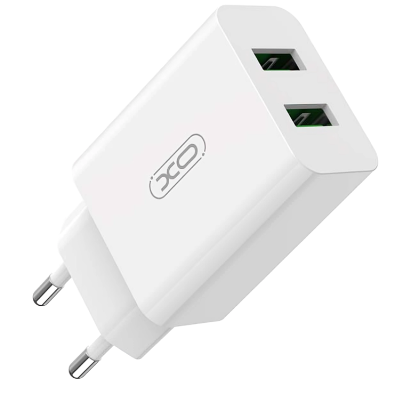 Мережевий зарядний пристрій XO L119 (EU) dual USB-A QC18W fast charging charger Білий