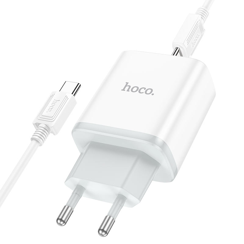 Мережевий зарядний пристрій HOCO C104A Stage 1USB-C/PD20W/C-to-C Cable White
