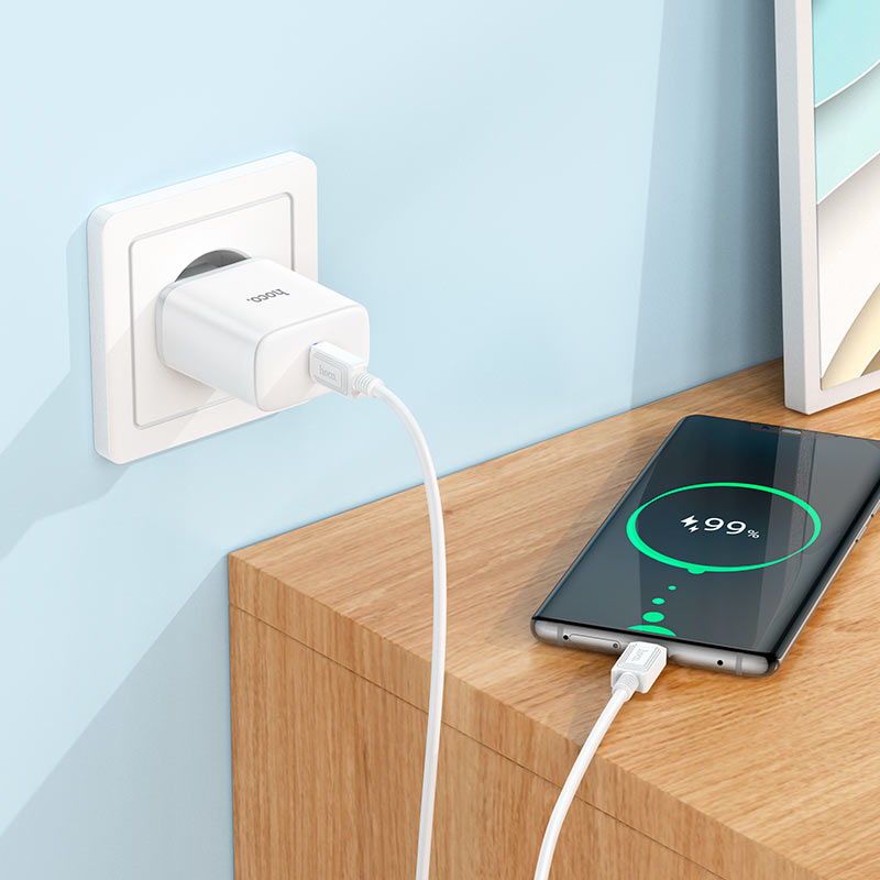 Мережевий зарядний пристрій HOCO C104A Stage 1USB-C/PD20W/C-to-C Cable White - 5