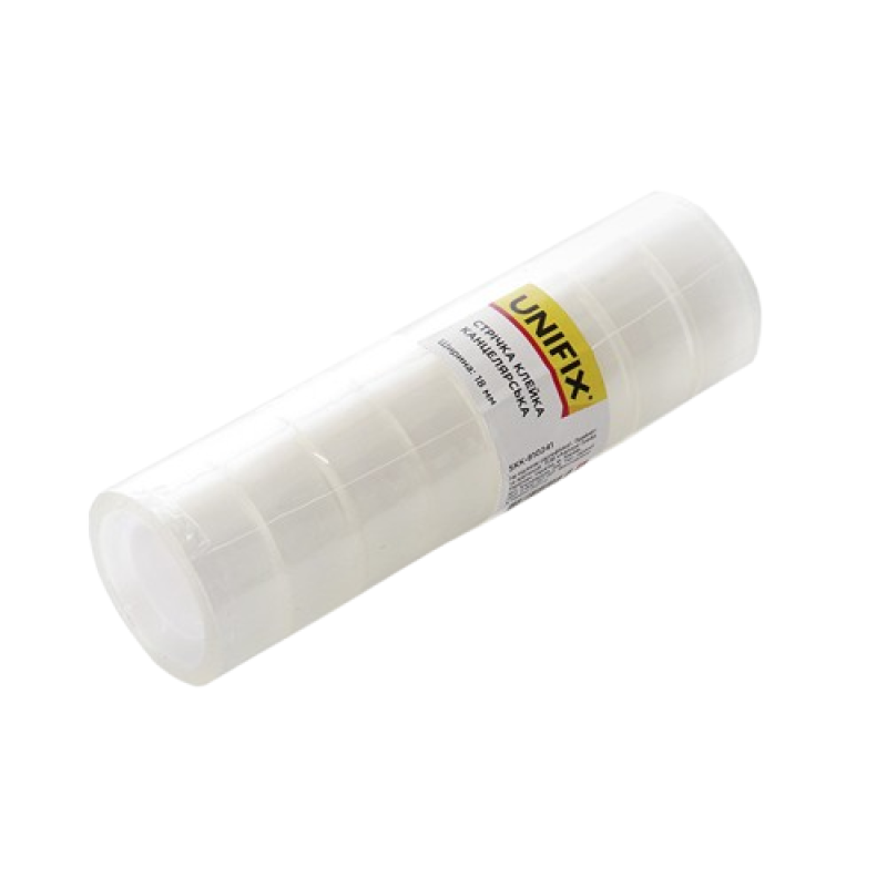 Стрічка клейка канцелярська 18 мм 20 (туба 8 шт.)  (UNIFIX) (пач - 8шт)