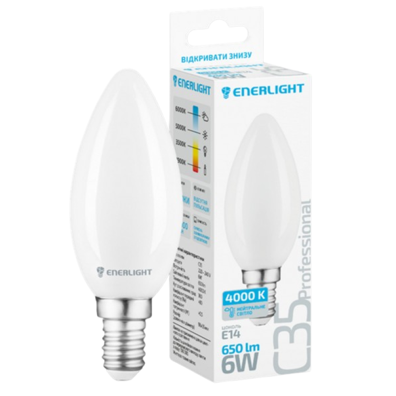 LED Лампа ENERLIGHT Professional С35 6Вт 4000К Е14