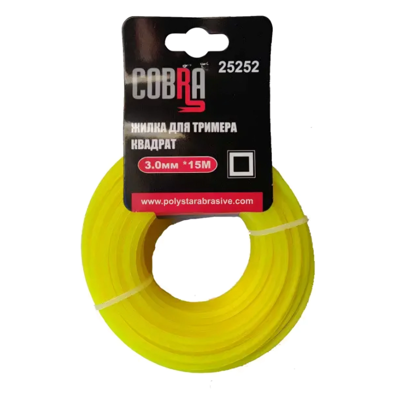 Жилка для тримера, квадратна в перетині, діаметр 3,0мм, довжина 15м ТМ «COBRA»	