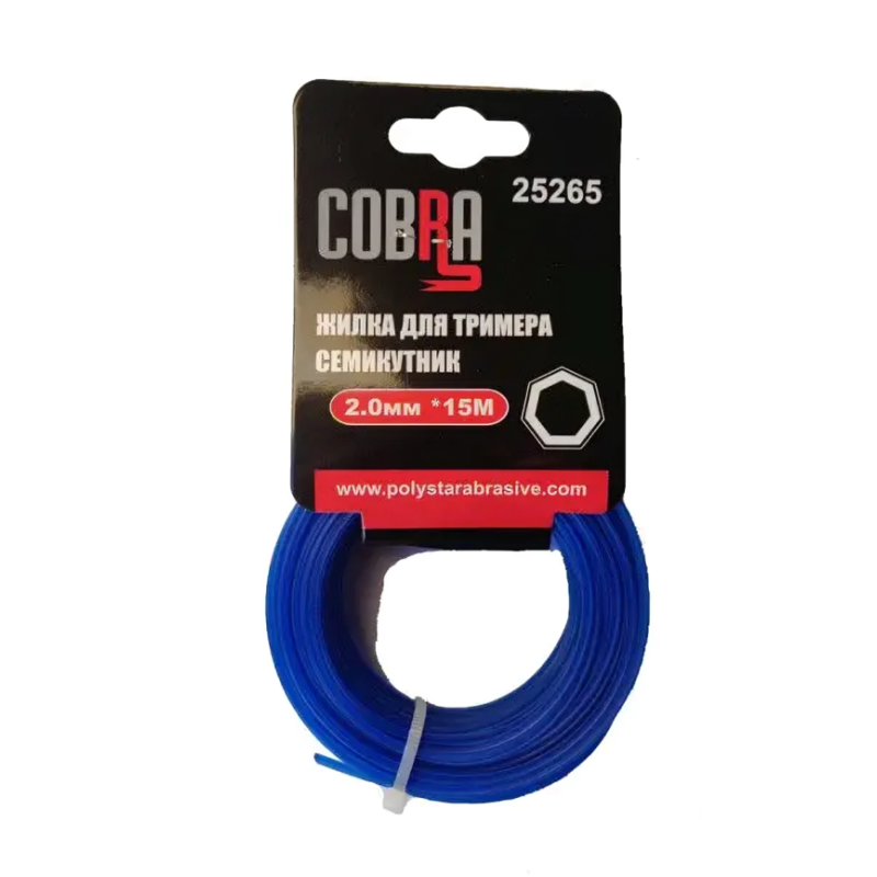 Жилка для тримера, семикутник в перетині, діаметр 2,0мм, довжина 15м ТМ «COBRA»