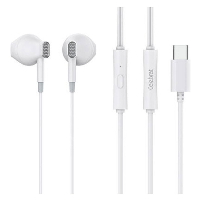 Навушники Celebrat D12 для USB-С (Type-C) білі