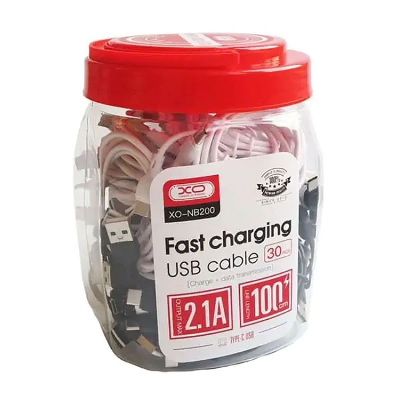 Кабель XO NB200 for micro 2.1А/1M (30pcs/Bottle) Чорний/Білий