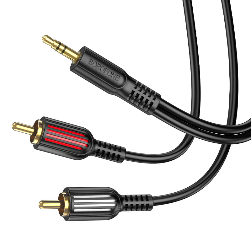 Аудіоадаптер RCA-AUX BOROFONE BL11 double lotus audio  3.5mm/1.5m black