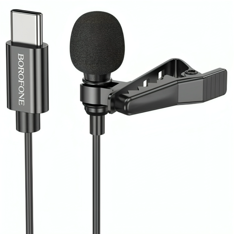 Мікрофон Петлічний BOROFONE BFK11 Elegant lavalier microphone Type-C чорний