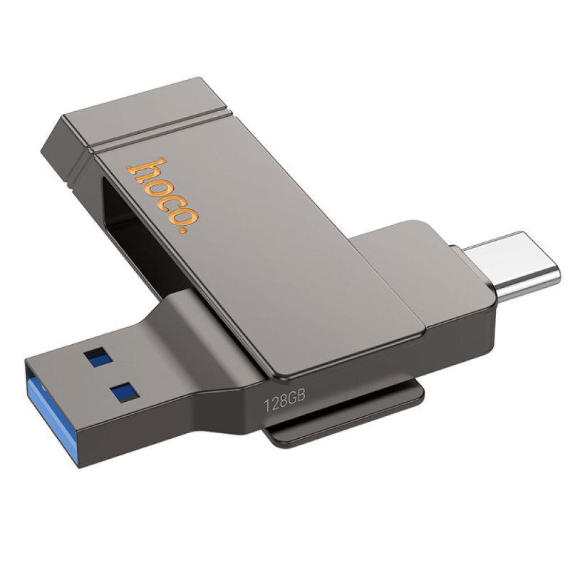 Флеш-накопичувач USB-A/C HOCO UD15 Clever USB3.2 Type-C 128GB Gray