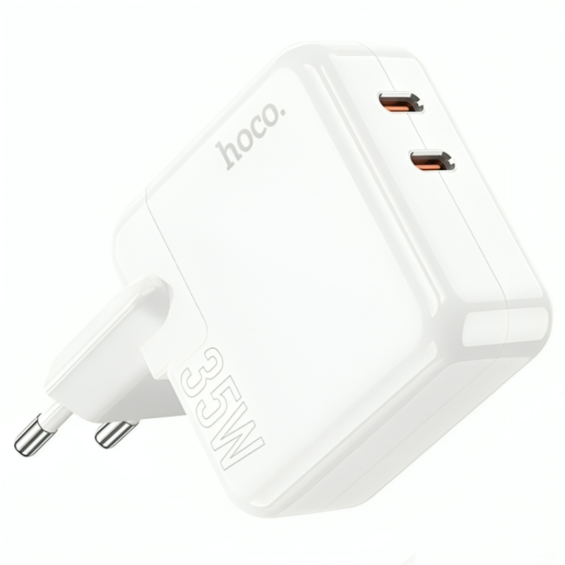 Мережевий зарядний пристрій HOCO C110A Lucky 2USB-C/PD35W/QC3.0 White