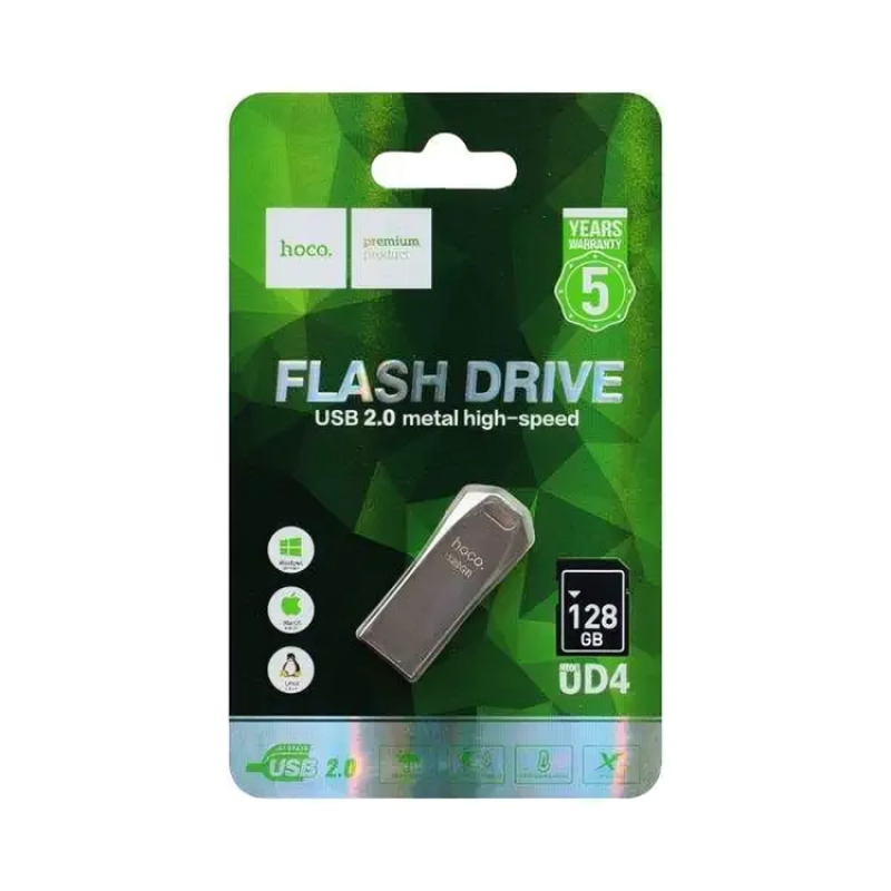 Флеш-накопичувач USB HOCO UD4 Intelligent high speed  128Gb silver