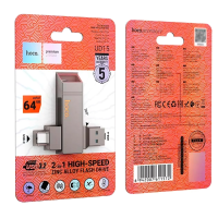 Флеш-накопичувач USB-A/C HOCO UD15 Clever USB3.2 Type-C 64GB Gray