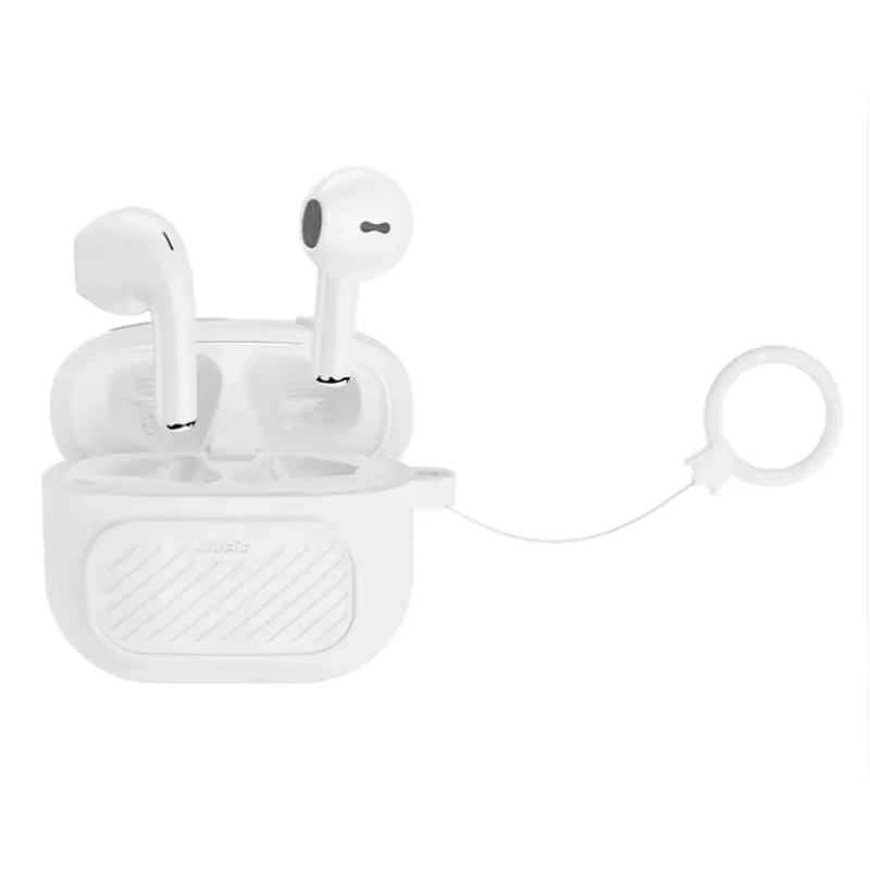 Навушники бездротові XO X26 graphic TWS Bluetooth earphones with silicone case and lanyard Білі