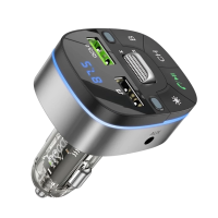 АЗП/ФМ Модулятор HOCO E71 Crystal transparent discovery edition QC3.0/BT5.0 Jazz Black