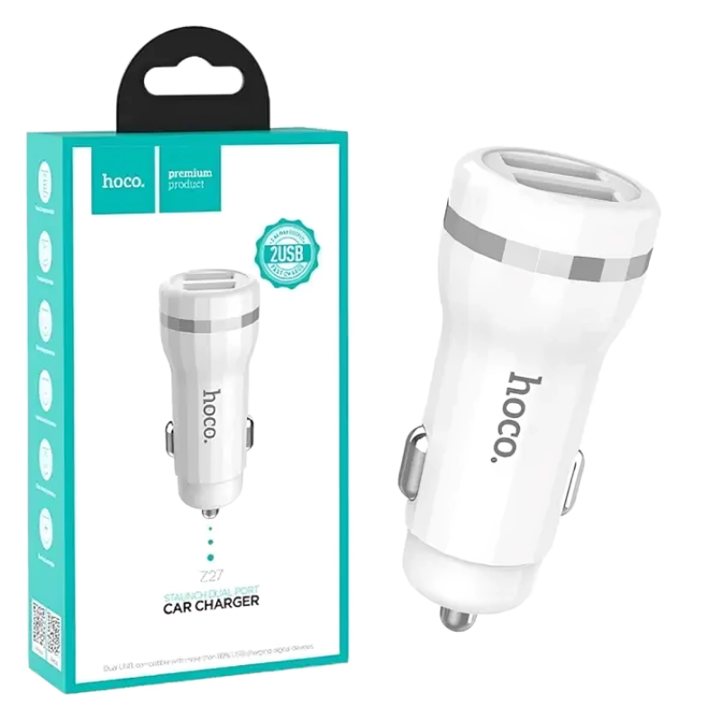 АЗП HOCO Z27 Staunch 2USB/2,4A White