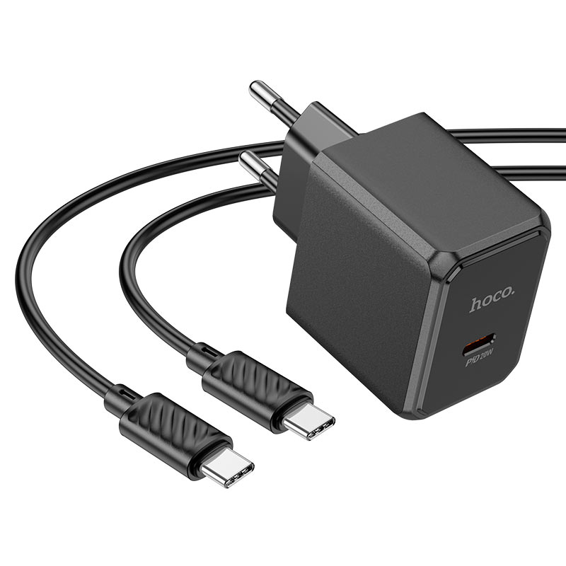 Мережевий зарядний пристрій HOCO CS13A Ocean single port PD20W charger set(C to C) Black