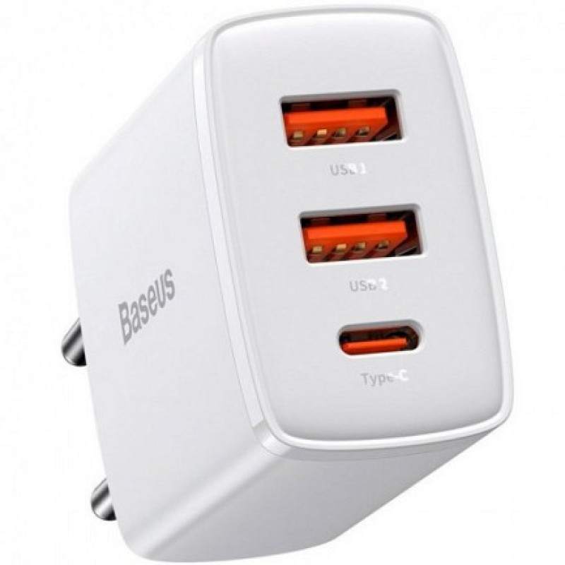 Мережевий зарядний пристрій Baseus Compact Quick Charger 2U+C 30W EU White CCXJ-E02
