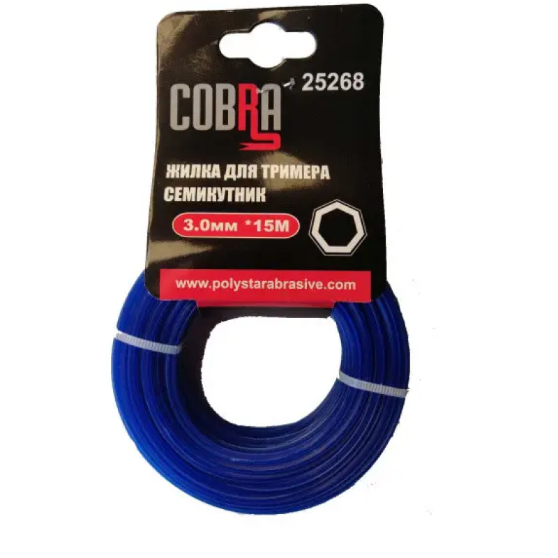 Жилка для тримера, семикутник в перетині, діаметр 3,0мм, довжина 15м ТМ «COBRA»