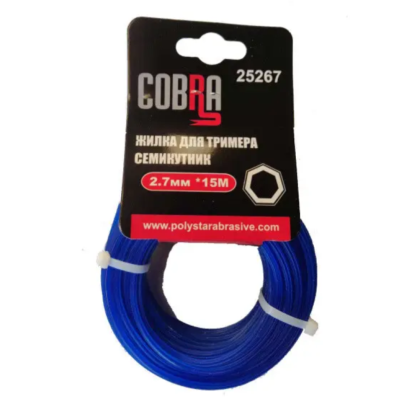 Жилка для тримера, семикутник в перетині, діаметр 2,7мм, довжина 15м ТМ «COBRA»
