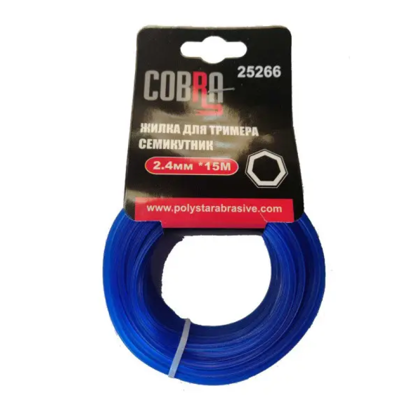 Жилка для тримера, семикутник в перетині, діаметр 2,4мм, довжина 15м ТМ «COBRA»