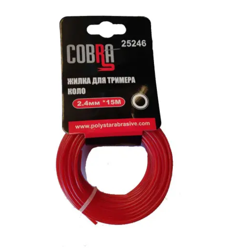 Жилка для тримера, кругла в перетині, діаметр 2,4мм, довжина 15м ТМ «COBRA»