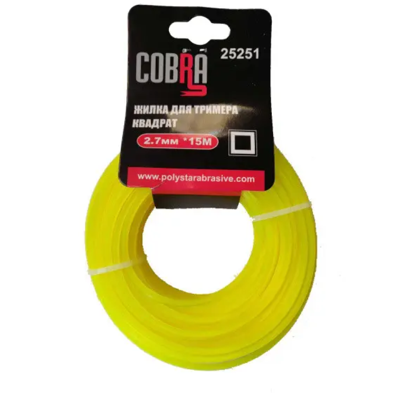 Жилка для тримера, квадратна в перетині, діаметр 2,7мм, довжина 15м ТМ «COBRA»