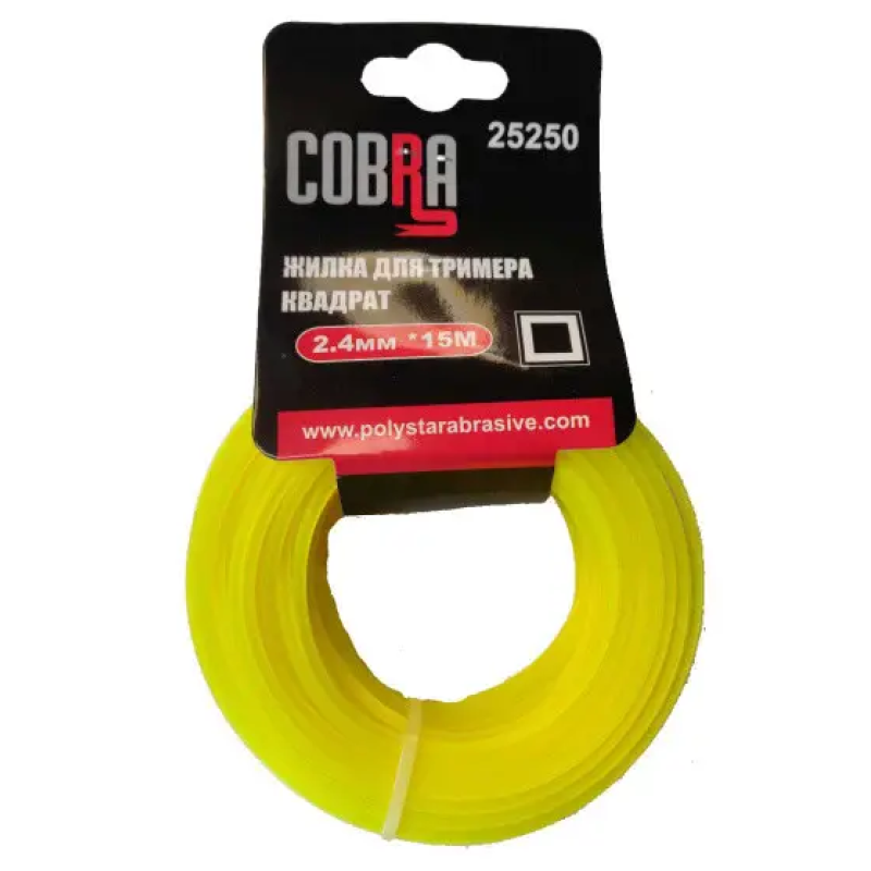 Жилка для тримера, квадратна в перетині, діаметр 2,4мм, довжина 15м ТМ «COBRA»