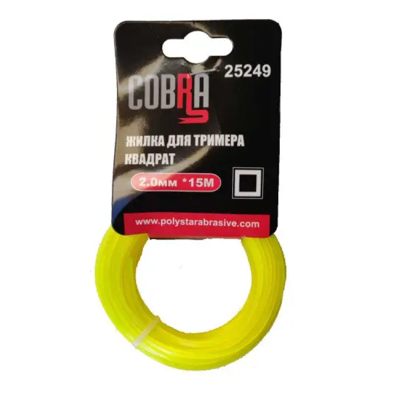Жилка для тримера, квадратна в перетині, діаметр 2,0мм, довжина 15м ТМ «COBRA»