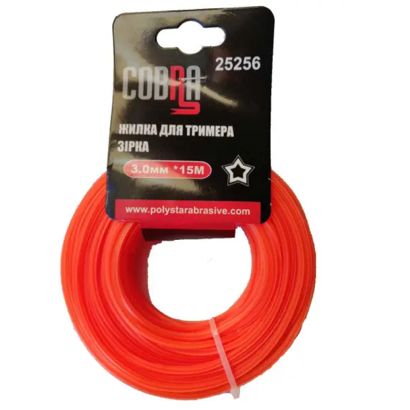 Жилка для тримера, зірка в перетині, діаметр 3,0мм, довжина 15м ТМ «COBRA»
