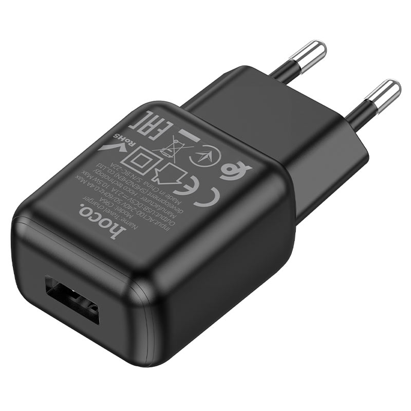 Мережевий зарядний пристрій HOCO C96A single port charger 1USB/2,1A Black