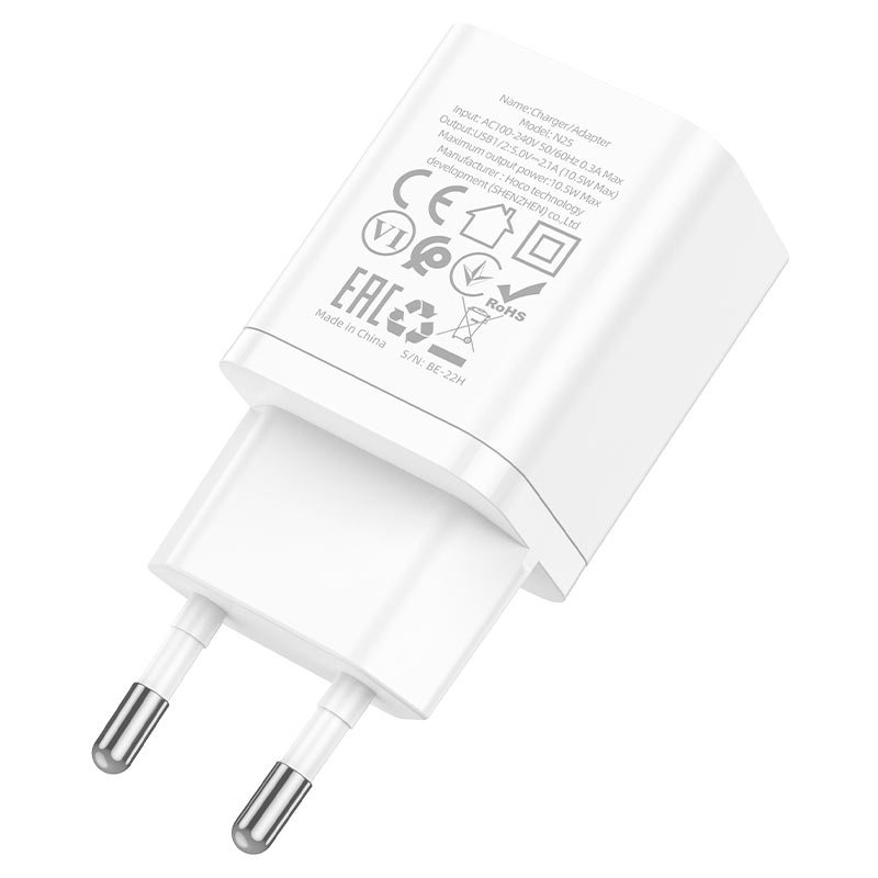 Мережевий зарядний пристрій HOCO N25 Maker 2USB/2,1A White