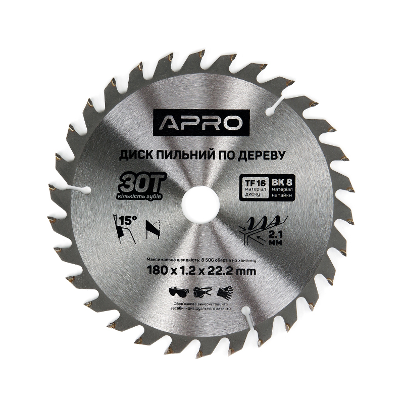 Диск пильний по дереву 180х22,2(20)х30Т  (APRO)