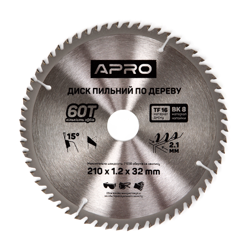 Диск пильний по дереву 210х32(30)х60Т  (APRO)