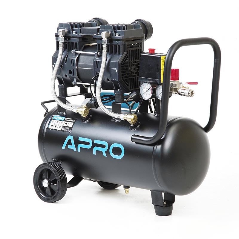 Компресор двоциліндровий безмасляний OFE-24 8 Бар 1.5 кВт 240 л/хв 24 л (кран + штуцер)  (APRO)