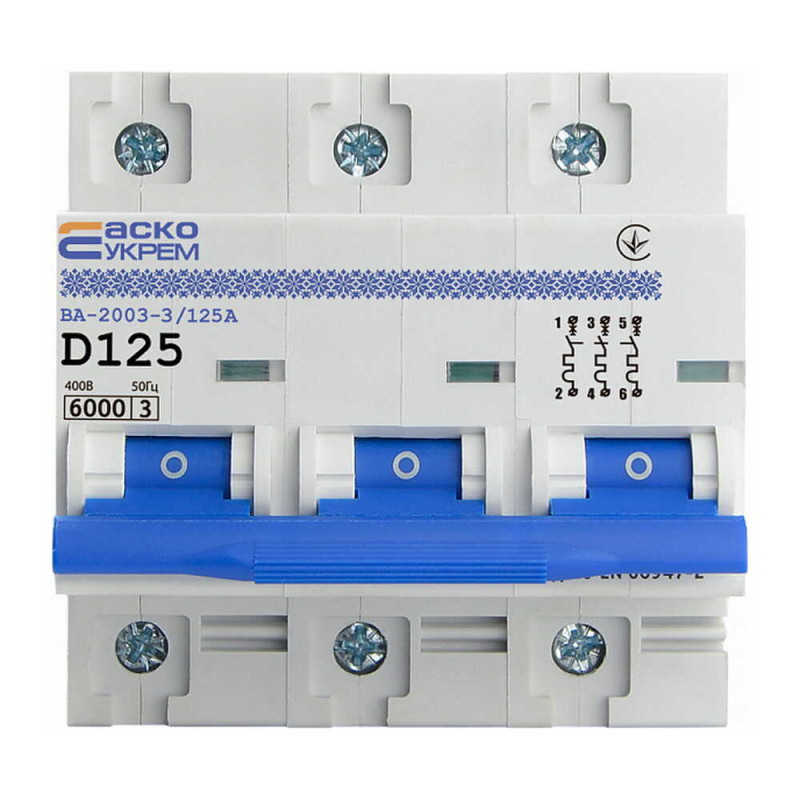 Автоматичний вимикач УКРЕМ ВА-2003 3р 125А АСКО