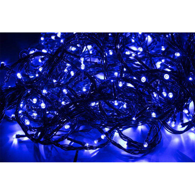 Гірлянда 300LED ЧОРНИЙ ДРІТ Синя, коробка