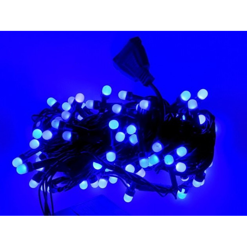 Гірлянда 100 LED ЧОРНИЙ ПРОВІД МАТОВА СИНЯ, коробка 9м арт. 4-100