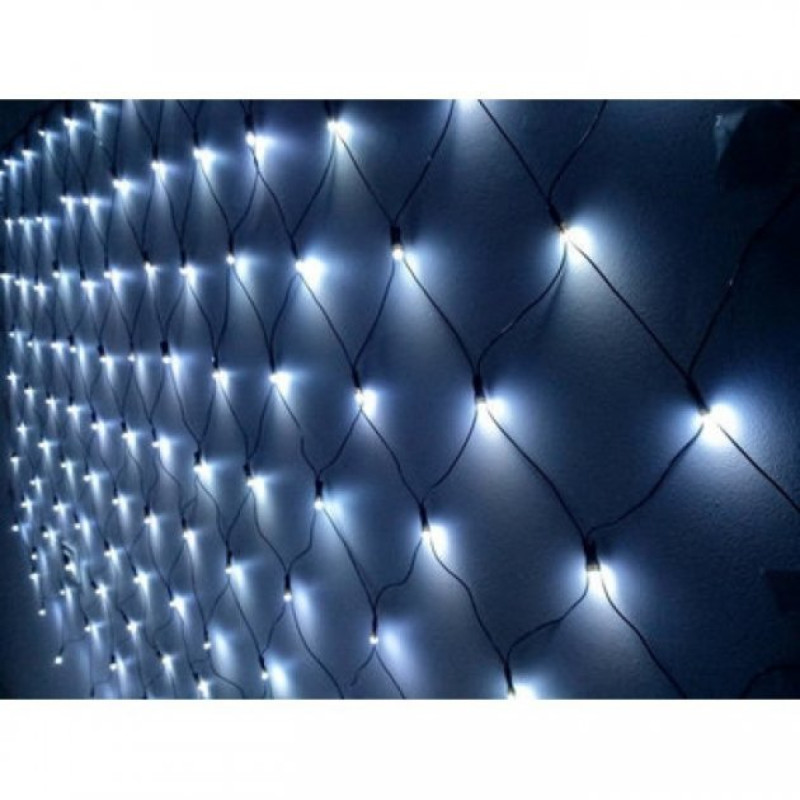 Гірлянда 120 LED чорний провід Сітка БІЛА 8мм, 1,5м*1,5м, коробка 16-17