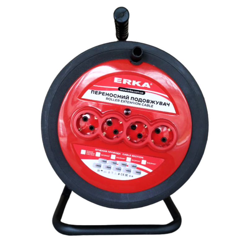 Котушка для подовжувача ERKA 500, із заземленням 4 гнізда