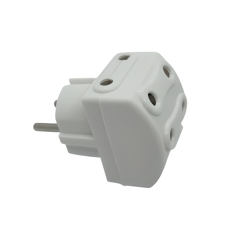 Розгалужувач ERKA 2005, (Перехідник) 10-16A, без заземлення, 5 гнізд, білий