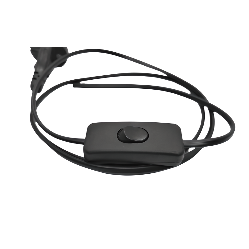 Шнур-бра 1,2 м (400)  ЧЕРНЫЙ с ПРОХОДНЫМ ВЫКЛЮЧАТЕЛЕМ