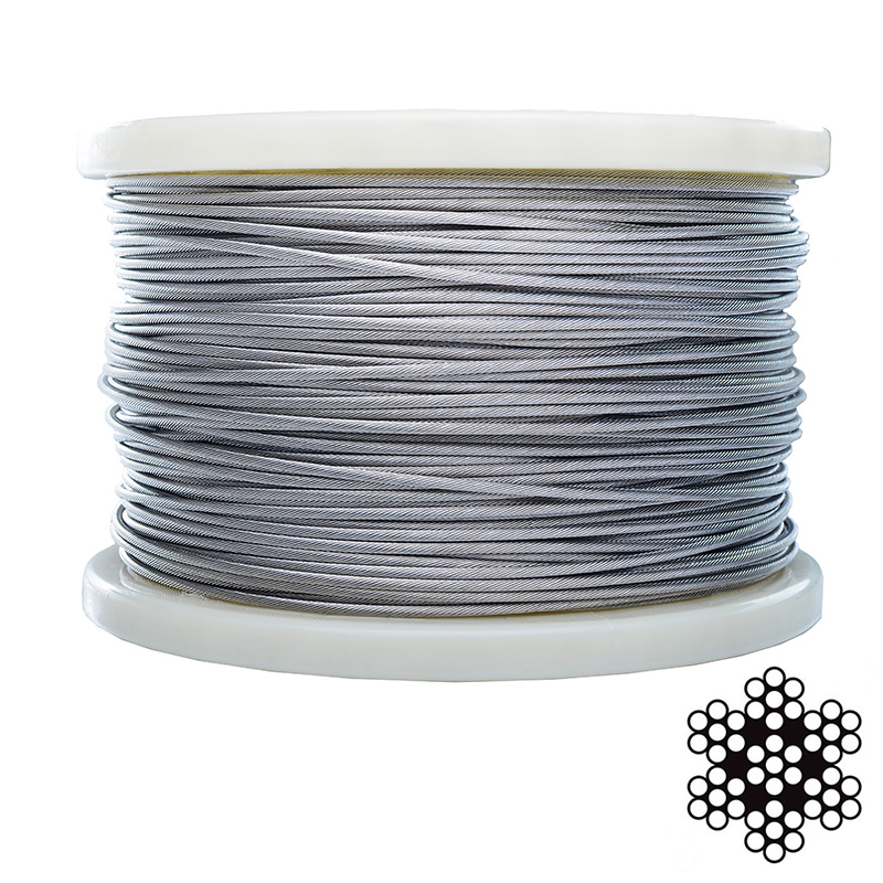 Трос 3 мм DIN 3055 (6х7+1х7) нержавіючий А2 200 м  (APRO)