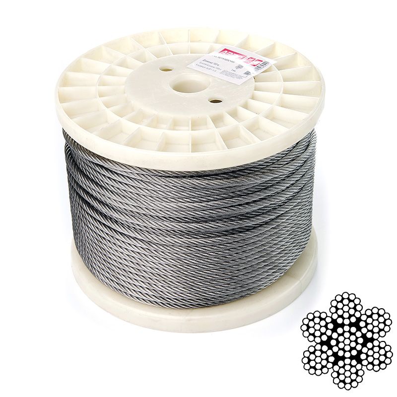 Трос 5 мм DIN 3060 (6х19+1х19) нержавіючий А2 100 м  (APRO)