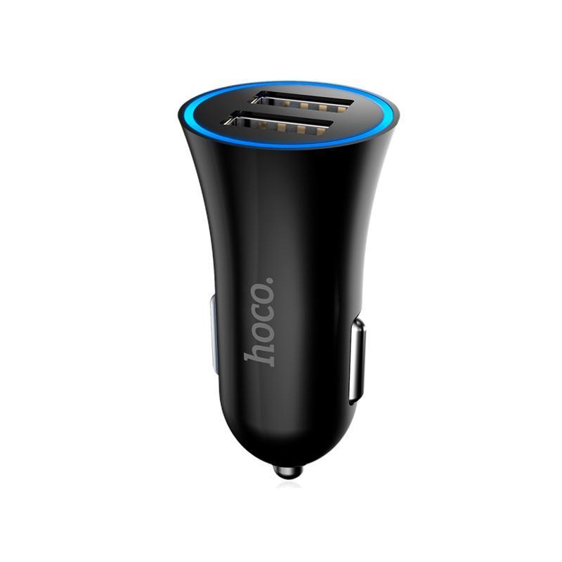 АЗП HOCO UC204 2USB/ 2,4A LED Black