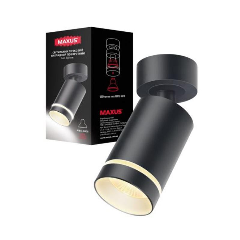 Світильник точковий поворотний накладний без лампи MAX-SD-GU10-BL Surface Downlight Base MR16 GU10 BLACK